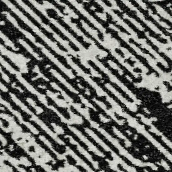 Black And Ivory Striped Washable Area Rug With UV Protection Photo 3