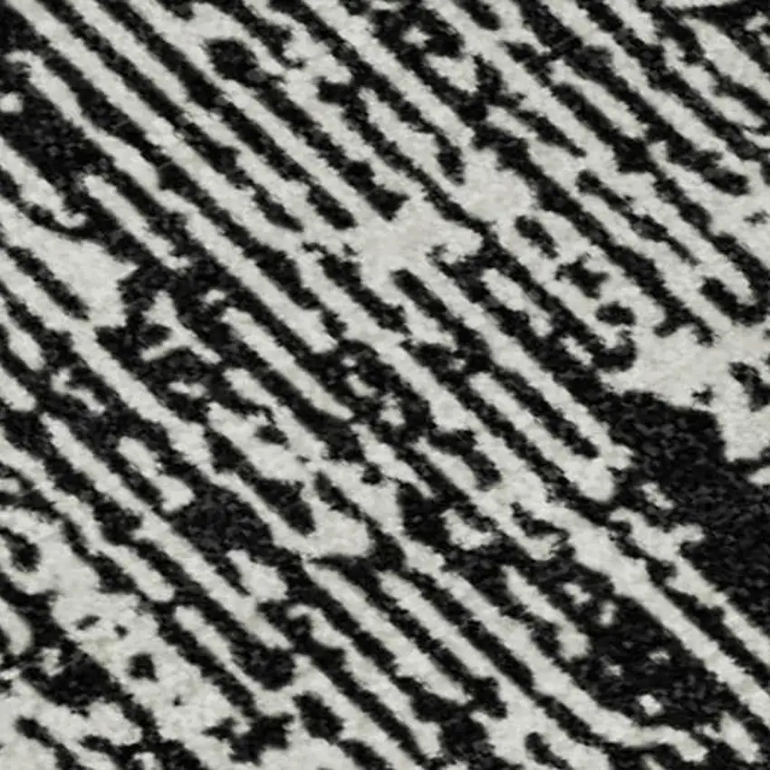 Black And Ivory Striped Washable Area Rug With UV Protection Photo 3