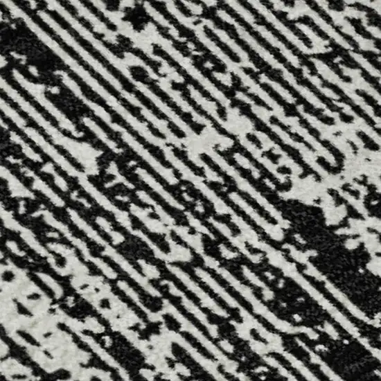 Black And Ivory Striped Washable Area Rug With UV Protection Photo 3