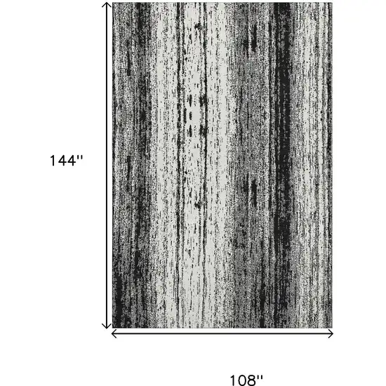 Black And Ivory Striped Washable Area Rug With UV Protection Photo 3