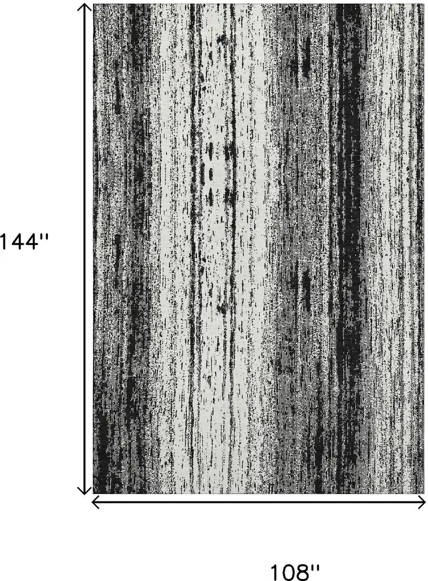 Black And Ivory Striped Washable Area Rug With UV Protection Photo 3