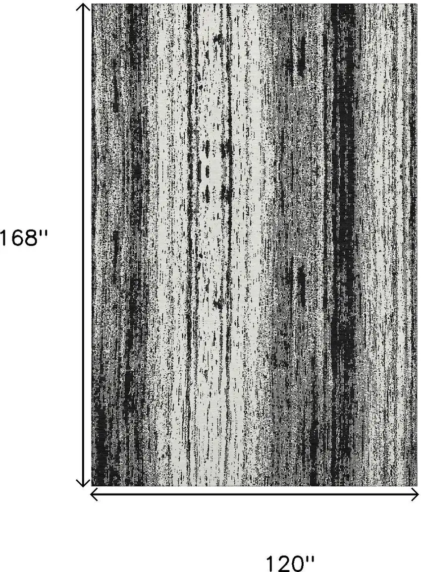 Black And Ivory Striped Washable Area Rug With UV Protection Photo 3