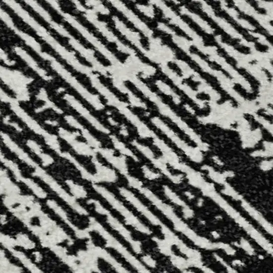 Black And Ivory Striped Washable Area Rug With UV Protection Photo 3