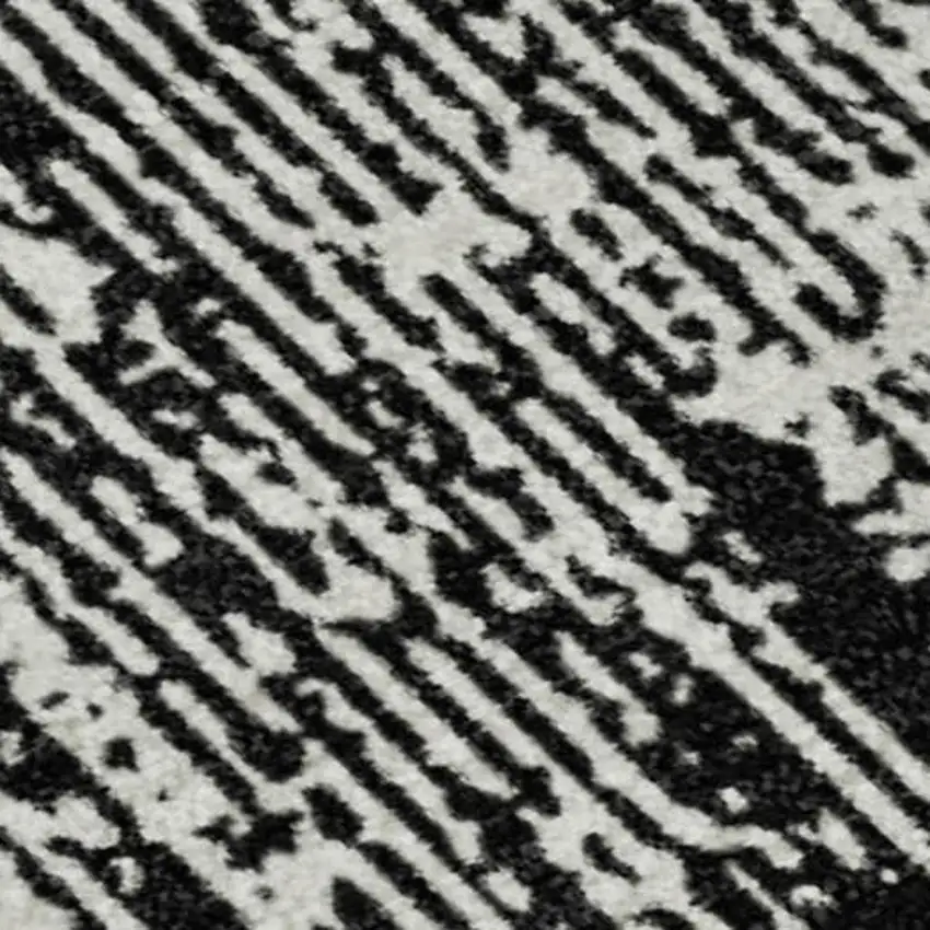 Black And Ivory Striped Washable Area Rug With UV Protection Photo 3