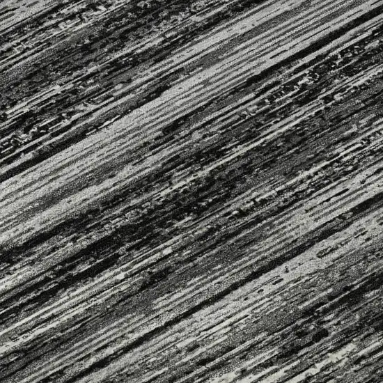 Black And Ivory Striped Washable Area Rug With UV Protection Photo 7
