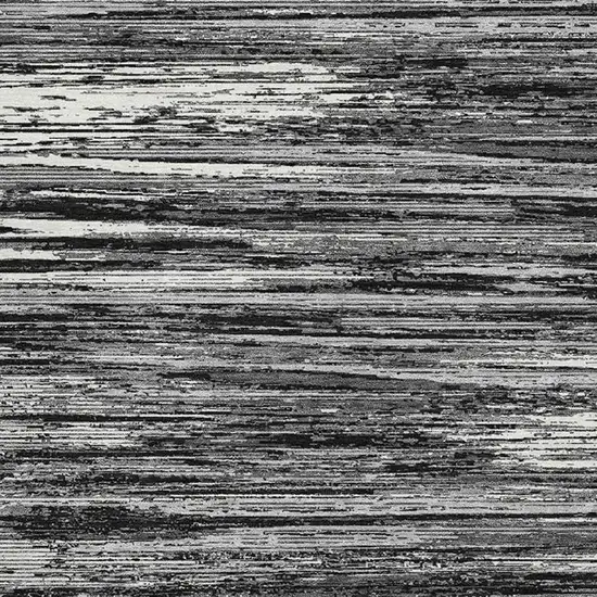 Black And Ivory Striped Washable Area Rug With UV Protection Photo 3