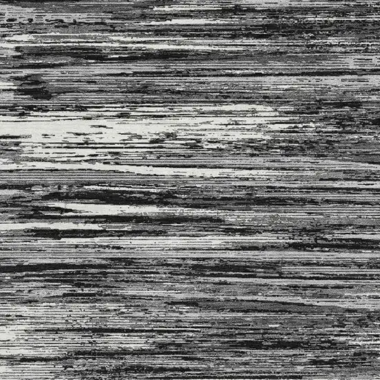 Black And Ivory Striped Washable Area Rug With UV Protection Photo 3