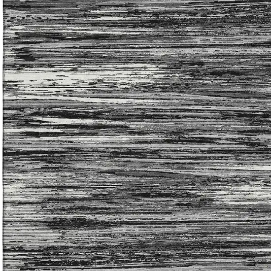 Black And Ivory Striped Washable Area Rug With UV Protection Photo 4