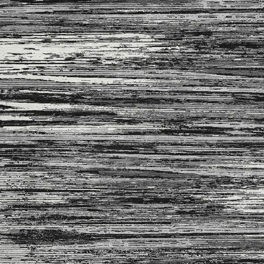 Black And Ivory Striped Washable Area Rug With UV Protection Photo 3