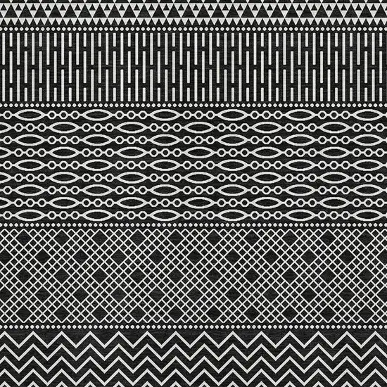 Black And Ivory Striped Washable Area Rug With UV Protection Photo 2