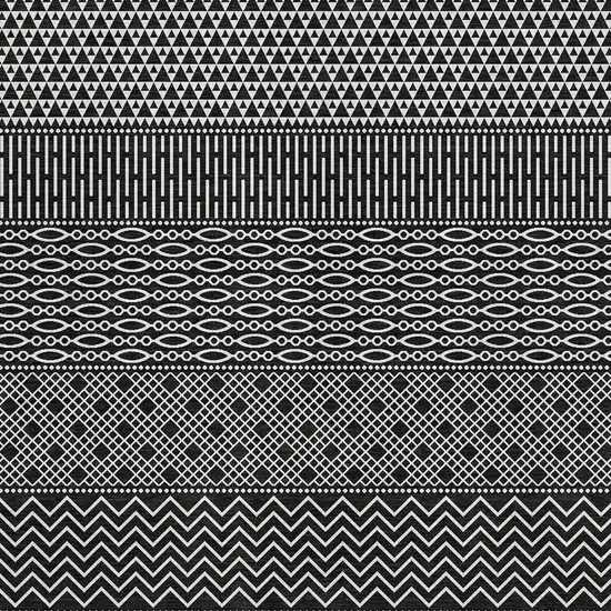 Black And Ivory Striped Washable Area Rug With UV Protection Photo 3