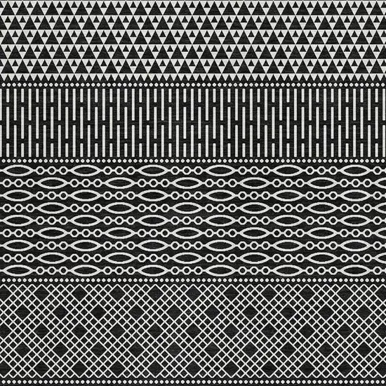 Black And Ivory Striped Washable Area Rug With UV Protection Photo 2