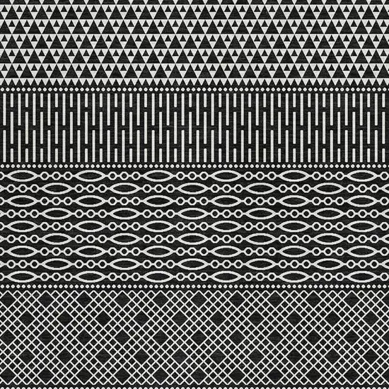 Black And Ivory Striped Washable Area Rug With UV Protection Photo 2