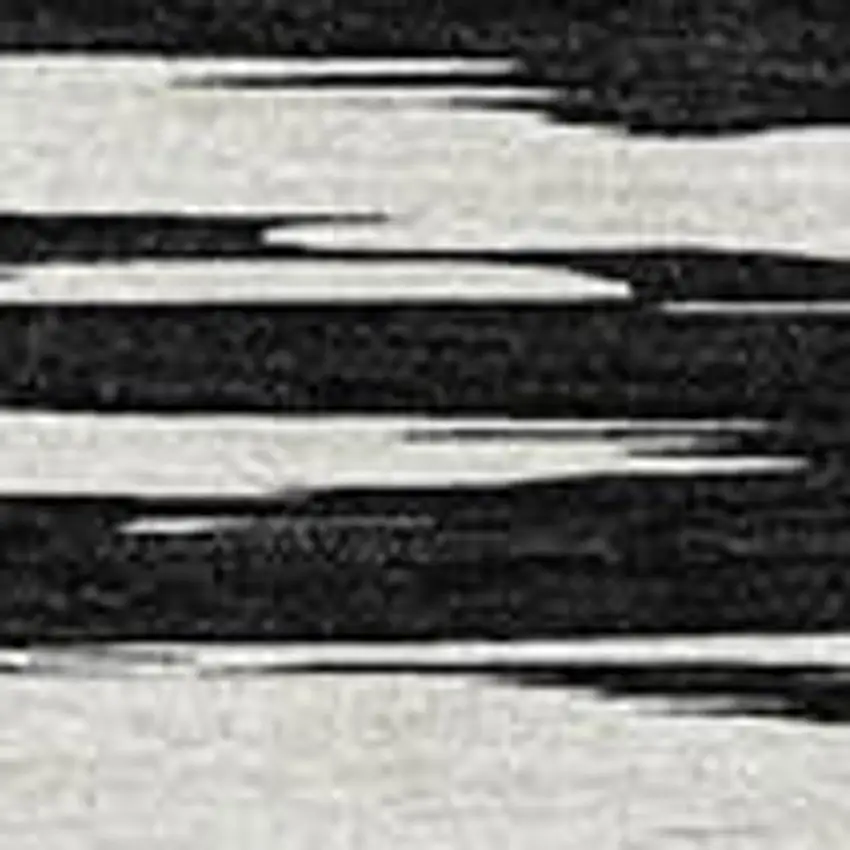 Black And Ivory Striped Washable Area Rug With UV Protection Photo 4