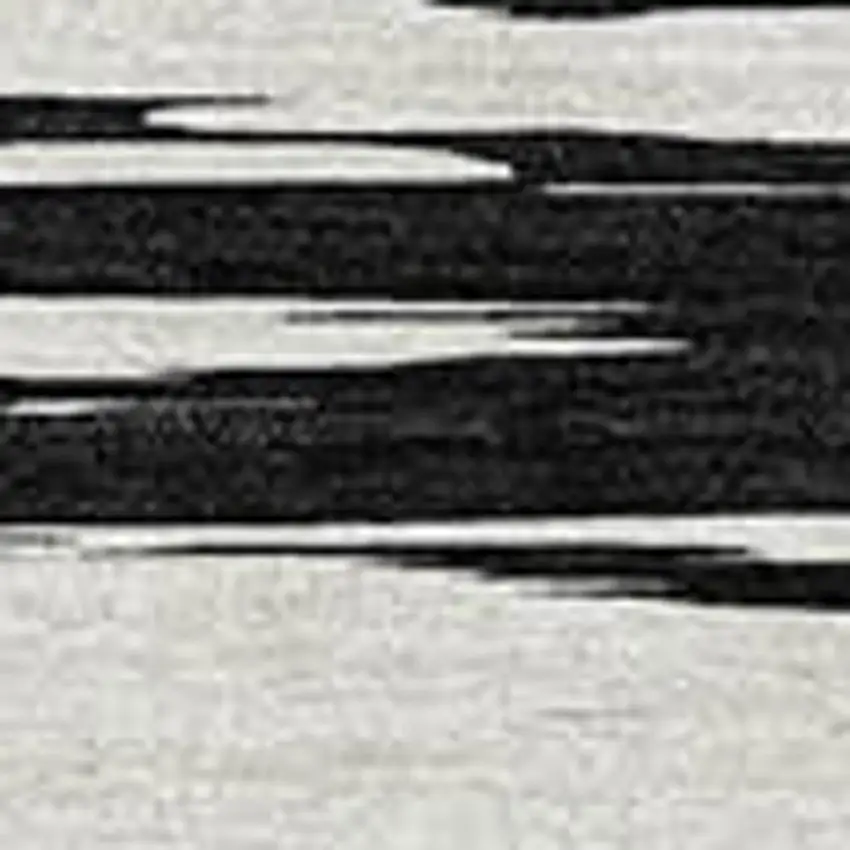 Black And Ivory Striped Washable Area Rug With UV Protection Photo 3