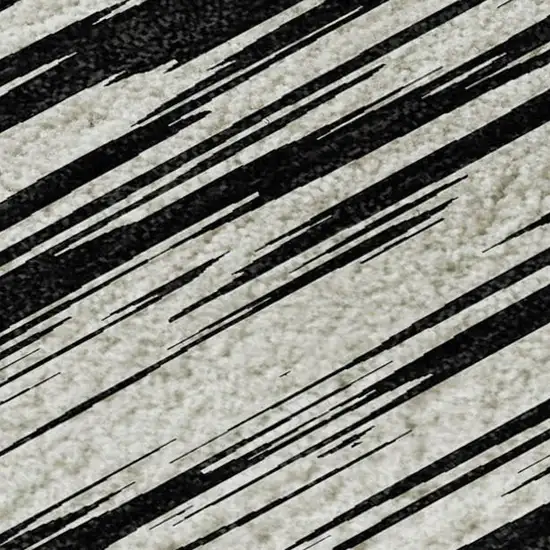Black And Ivory Striped Washable Area Rug With UV Protection Photo 2