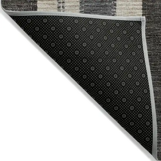 Black And Ivory Striped Washable Indoor Outdoor Area Rug Photo 5
