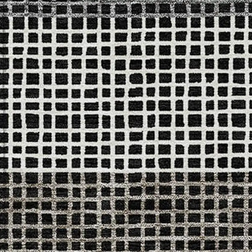 Black And Ivory Striped Washable Indoor Outdoor Area Rug Photo 4