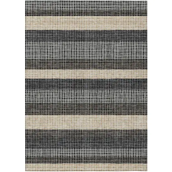 Black And Ivory Striped Washable Indoor Outdoor Area Rug Photo 2
