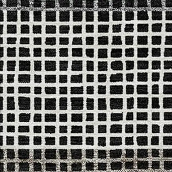 Black And Ivory Striped Washable Indoor Outdoor Area Rug Photo 3