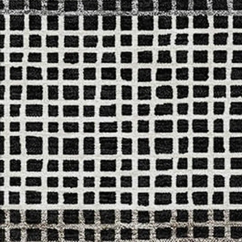Black And Ivory Striped Washable Indoor Outdoor Area Rug Photo 3
