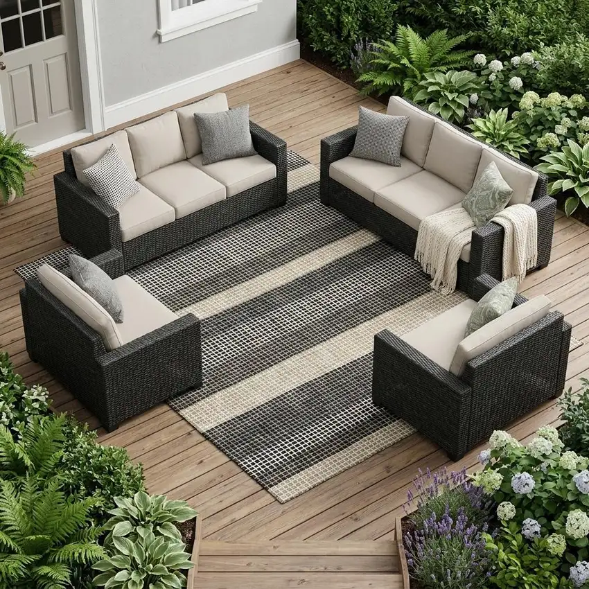 Black And Ivory Striped Washable Indoor Outdoor Area Rug Photo 1