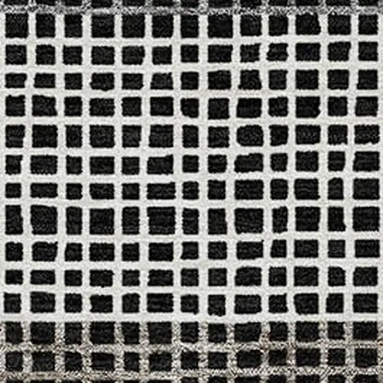 Black And Ivory Striped Washable Indoor Outdoor Area Rug Photo 3