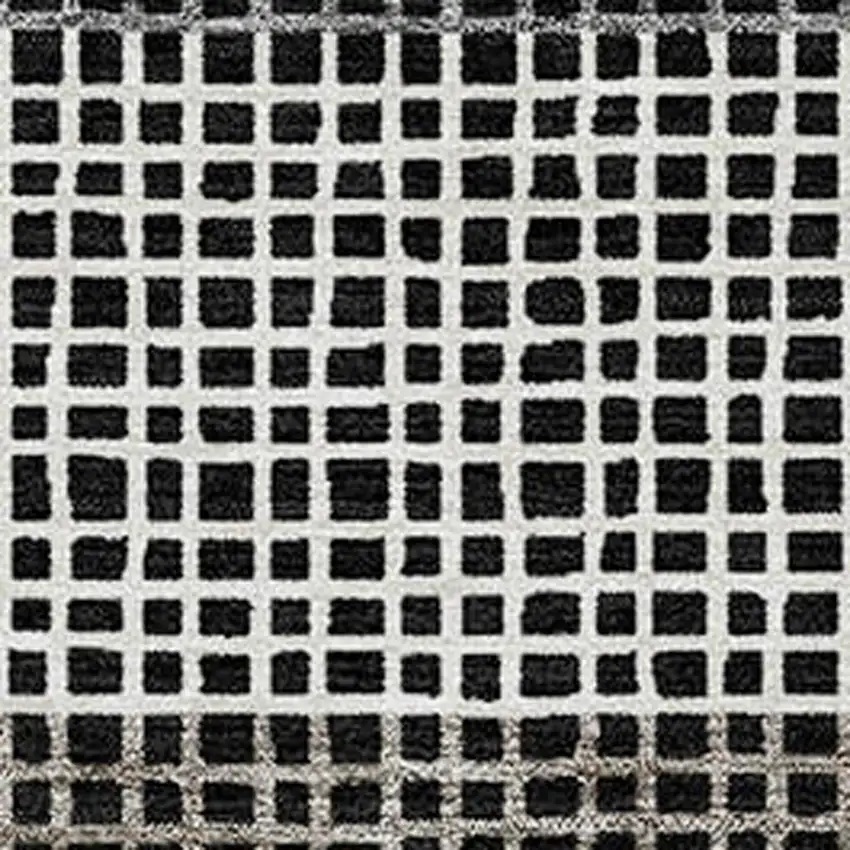 Black And Ivory Striped Washable Indoor Outdoor Area Rug Photo 3