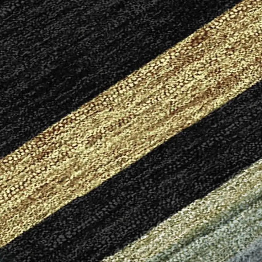 Black And Ivory Striped Washable Indoor Outdoor Area Rug Photo 1