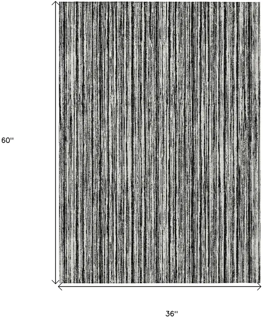 Black And Ivory Striped Washable Indoor Outdoor Area Rug Photo 7