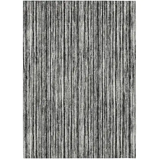 Black And Ivory Striped Washable Indoor Outdoor Area Rug Photo 2