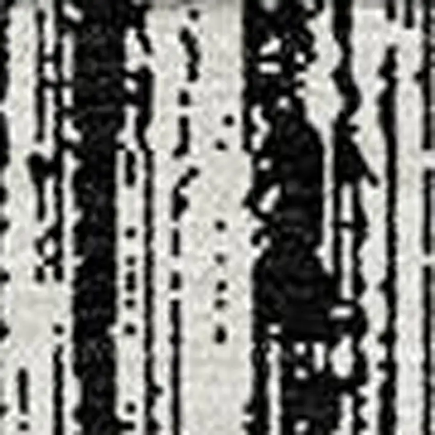 Black And Ivory Striped Washable Indoor Outdoor Area Rug Photo 4