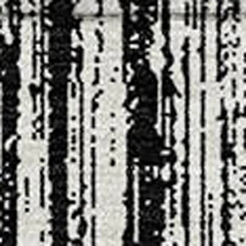 Black And Ivory Striped Washable Indoor Outdoor Area Rug Photo 4
