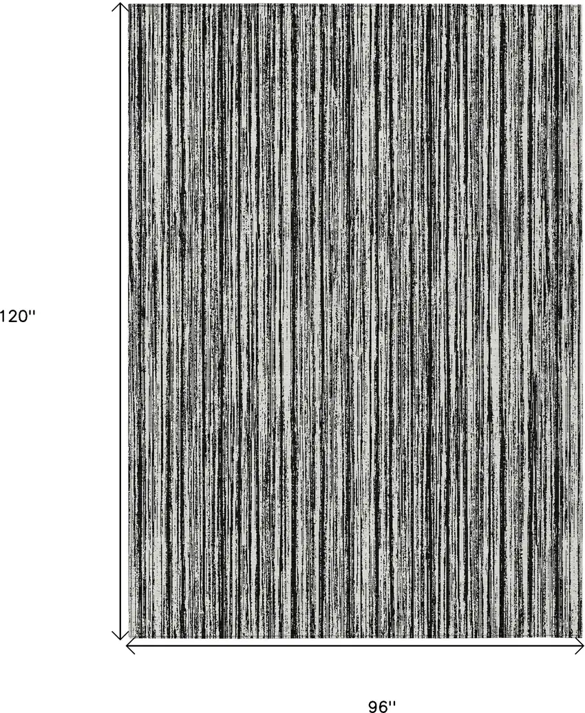 Black And Ivory Striped Washable Indoor Outdoor Area Rug Photo 3