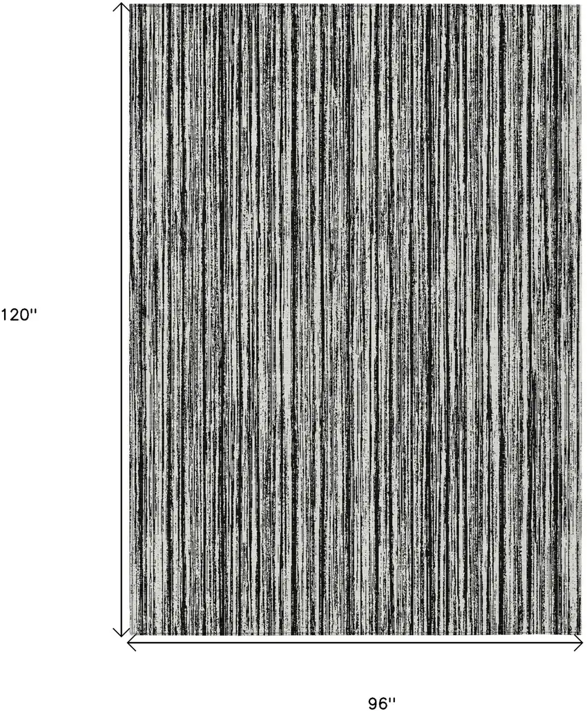 Black And Ivory Striped Washable Indoor Outdoor Area Rug Photo 3