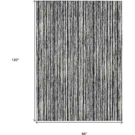 Black And Ivory Striped Washable Indoor Outdoor Area Rug Photo 3