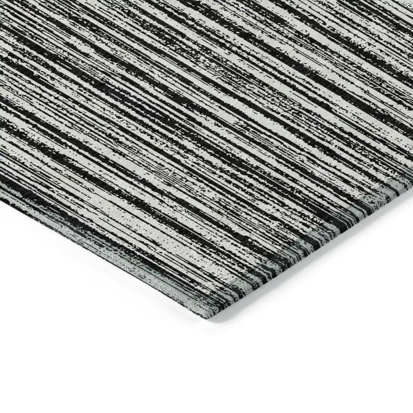 Black And Ivory Striped Washable Indoor Outdoor Area Rug Photo 3