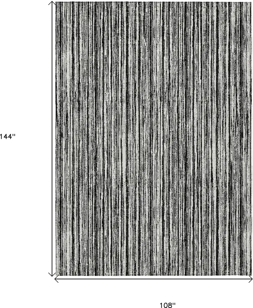 Black And Ivory Striped Washable Indoor Outdoor Area Rug Photo 3