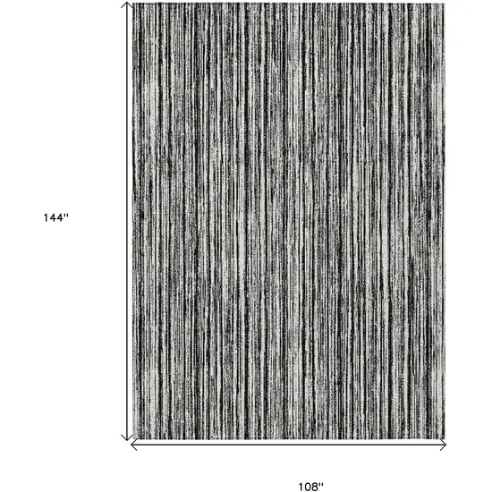 Black And Ivory Striped Washable Indoor Outdoor Area Rug Photo 3