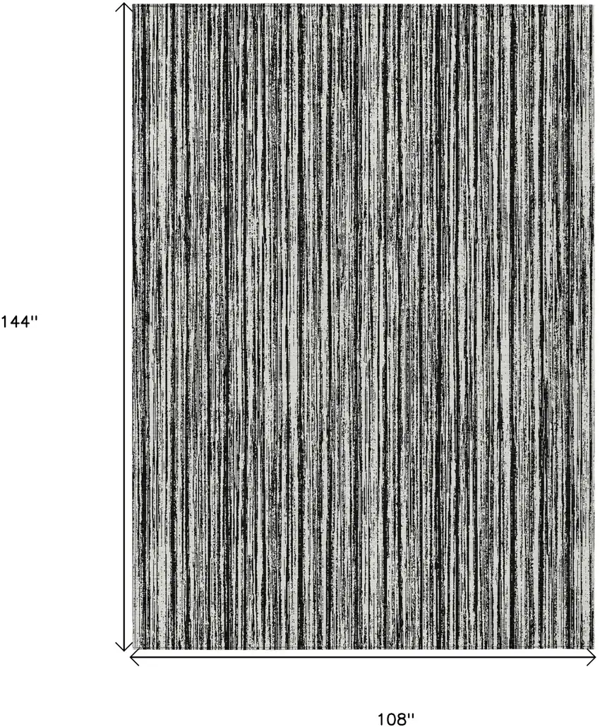 Black And Ivory Striped Washable Indoor Outdoor Area Rug Photo 3