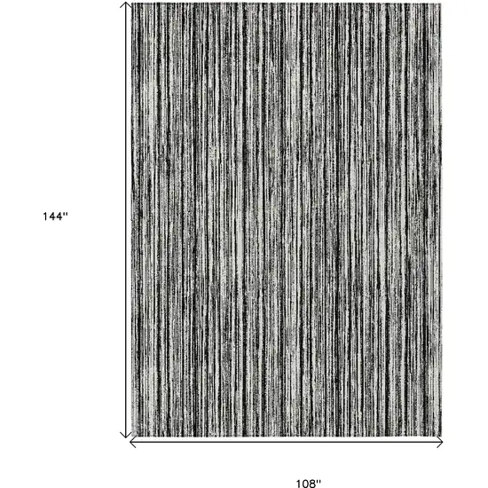 Black And Ivory Striped Washable Indoor Outdoor Area Rug Photo 3
