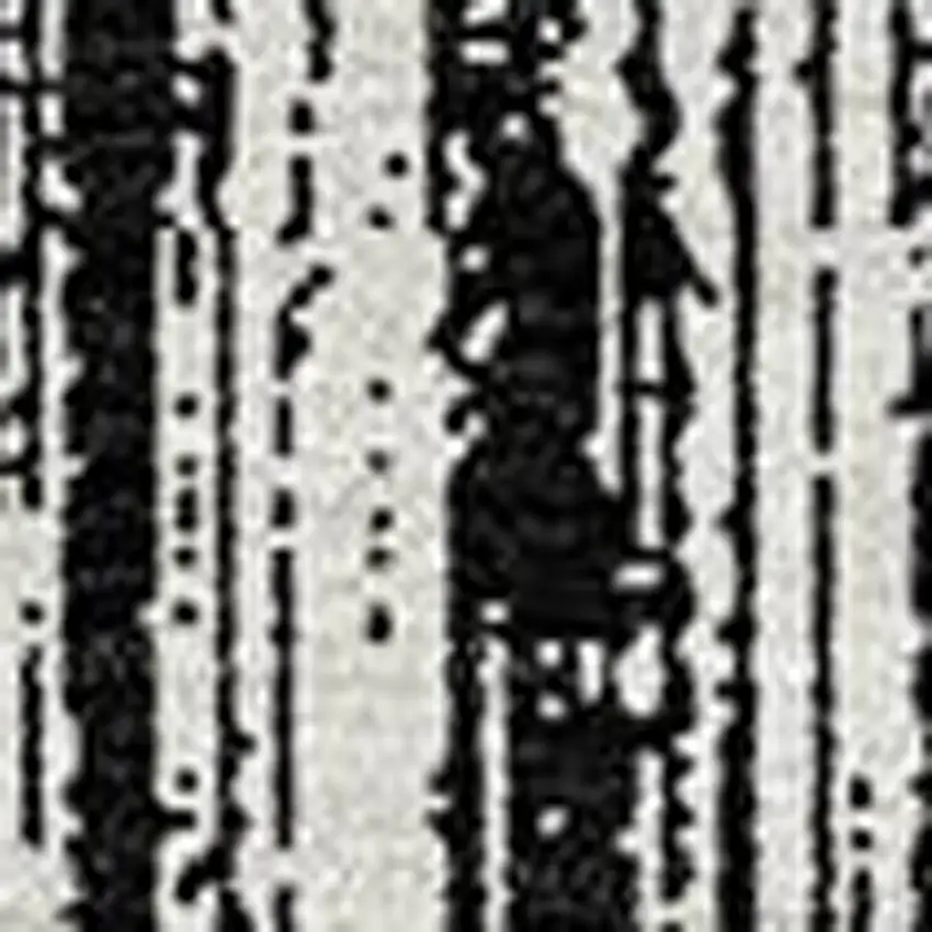 Black And Ivory Striped Washable Indoor Outdoor Area Rug Photo 4