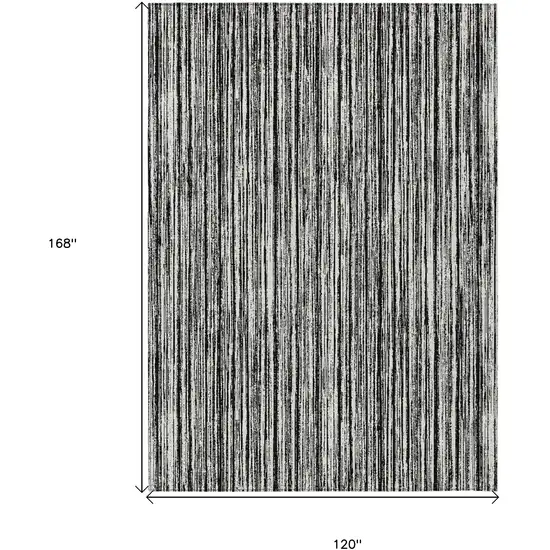 Black And Ivory Striped Washable Indoor Outdoor Area Rug Photo 3