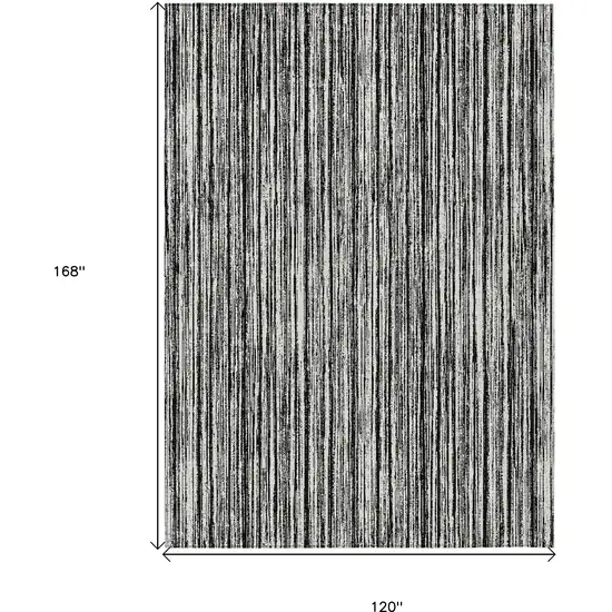 Black And Ivory Striped Washable Indoor Outdoor Area Rug Photo 3