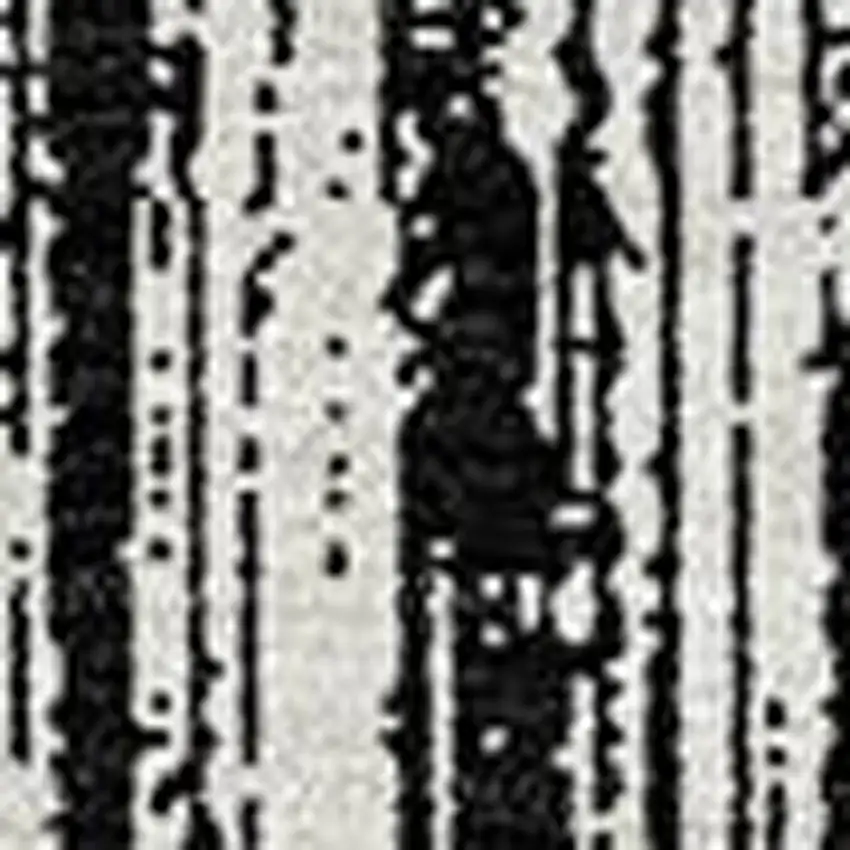 Black And Ivory Striped Washable Indoor Outdoor Area Rug Photo 4
