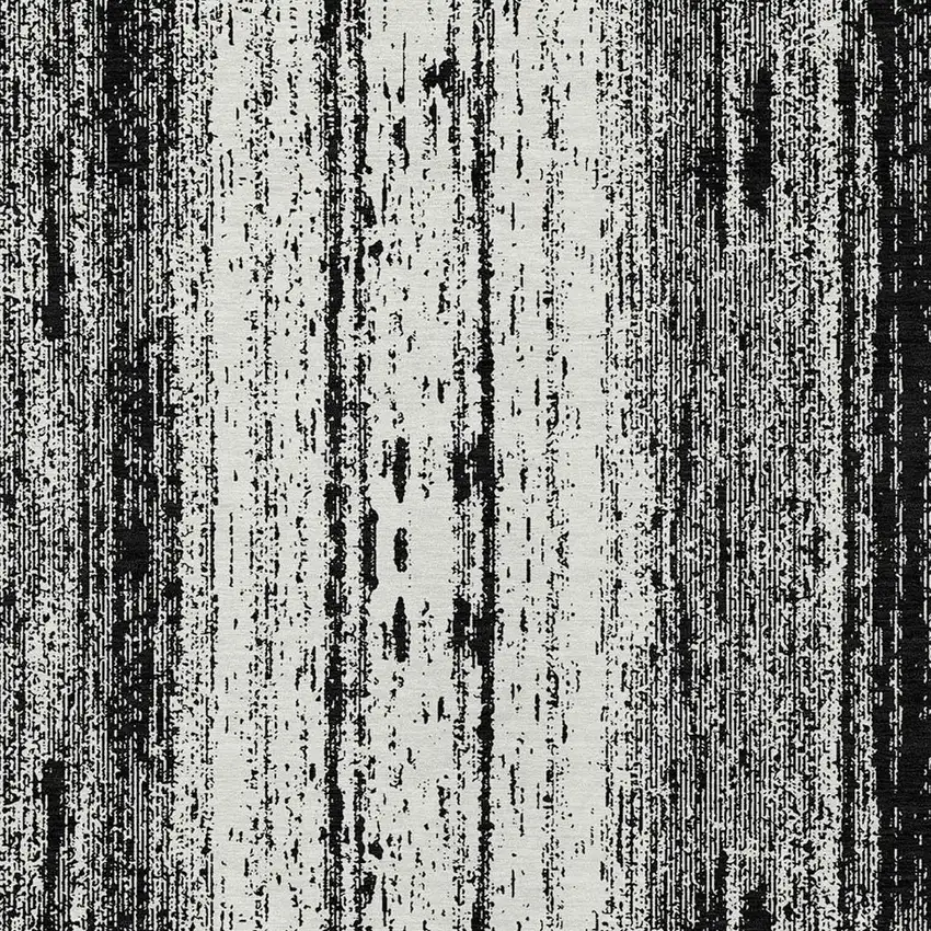 Black And Ivory Striped Washable Indoor Outdoor Area Rug Photo 6