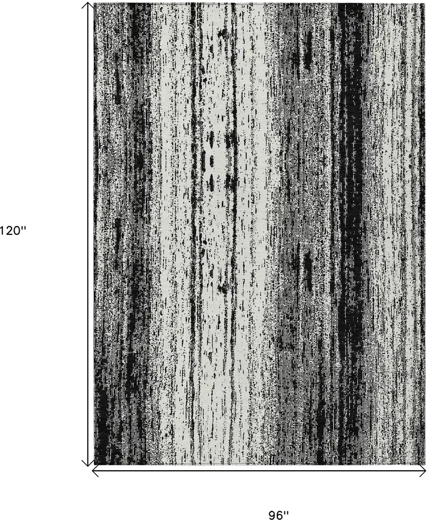 Black And Ivory Striped Washable Indoor Outdoor Area Rug Photo 3