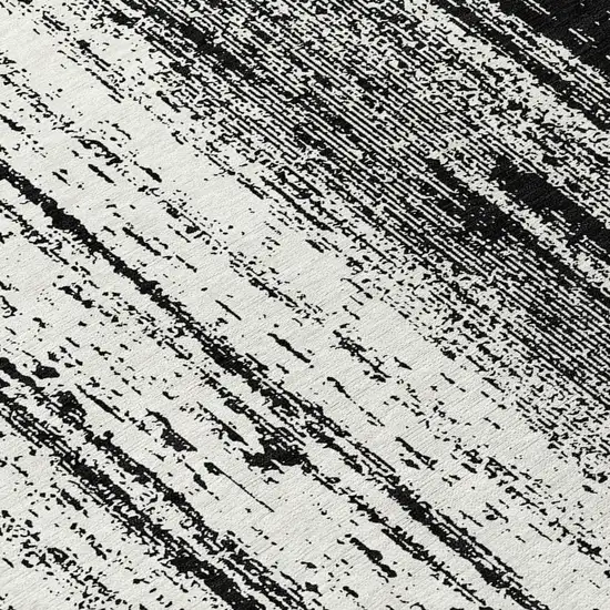 Black And Ivory Striped Washable Indoor Outdoor Area Rug Photo 8