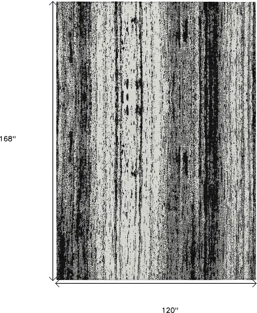 Black And Ivory Striped Washable Indoor Outdoor Area Rug Photo 3