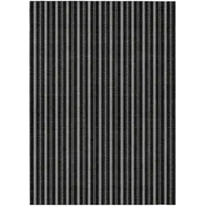 Photo of Black And Ivory Striped Washable Indoor Outdoor Area Rug